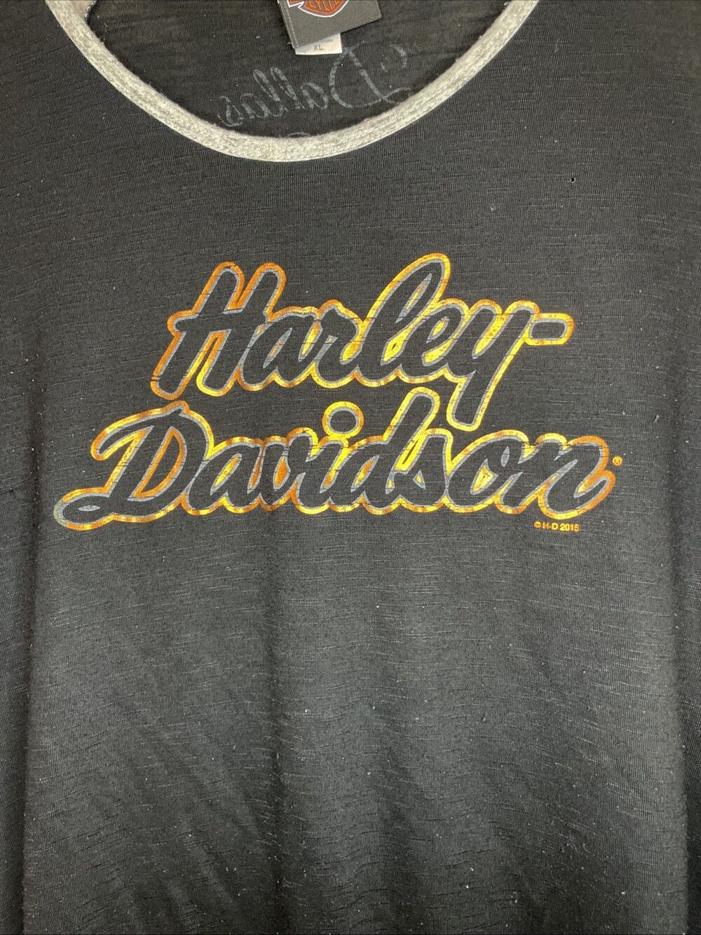Harley-Davidson Dallas Tee Women’s XL Black Gray 3/4 Sleeve Angel Wings Logo - Picture 2 of 9